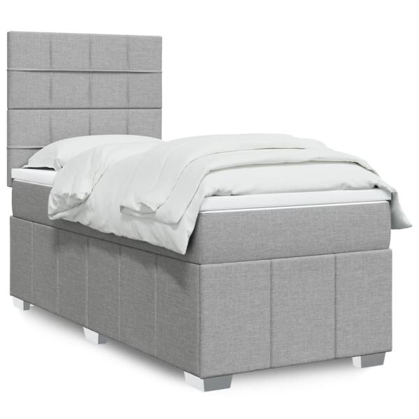 ARDEBO.de - Boxspringbett mit Matratze Hellgrau 80x200 cm Stoff