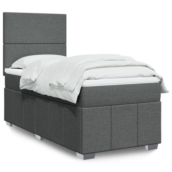 ARDEBO.de - Boxspringbett mit Matratze Dunkelgrau 80x200 cm Stoff
