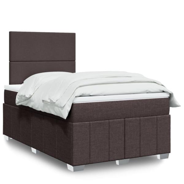 ARDEBO.de - Boxspringbett mit Matratze Dunkelbraun 120x190 cm Stoff