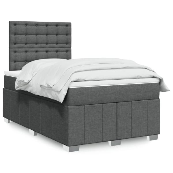 ARDEBO.de - Boxspringbett mit Matratze Dunkelgrau 120x190 cm Stoff