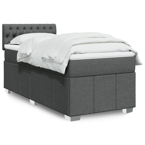ARDEBO.de - Boxspringbett mit Matratze Dunkelgrau 80x200 cm Stoff