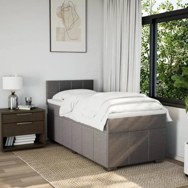 Boxspringbett mit Matratze Taupe 90x200 cm Stoff