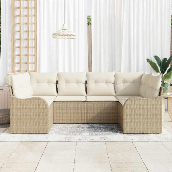 Gartensofa-set Beige Poly-Rattan