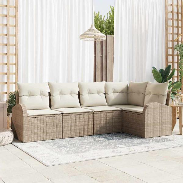 ARDEBO.de - Sofa Set mit Kissen 5 pcs Beige Polyester
