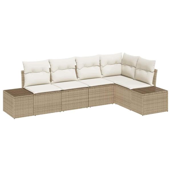 Gartensofa-set 5 pcs Beige Poly-Rattan
