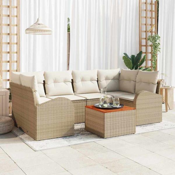 ARDEBO.de - Gartensofa-set 7 stk. Beige Poly-Rattan