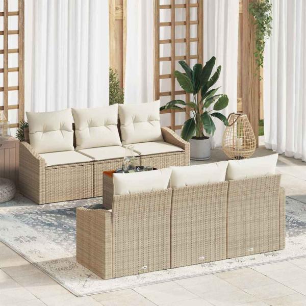 ARDEBO.de - Gartensofa-set 7 stk. Beige Poly-Rattan