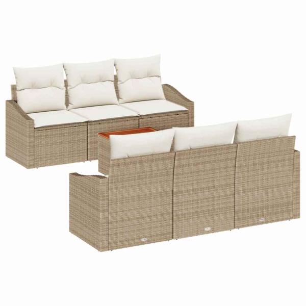 Gartensofa-set 7 stk. Beige Poly-Rattan