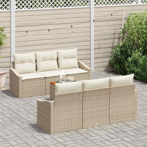 Gartensofa-set 7 stk. Beige Poly-Rattan