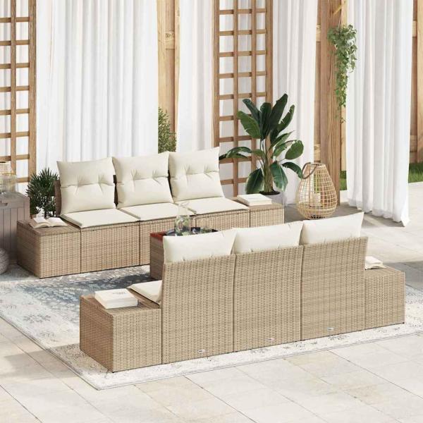 ARDEBO.de - Gartensofa-set 7 stk. Beige Poly-Rattan