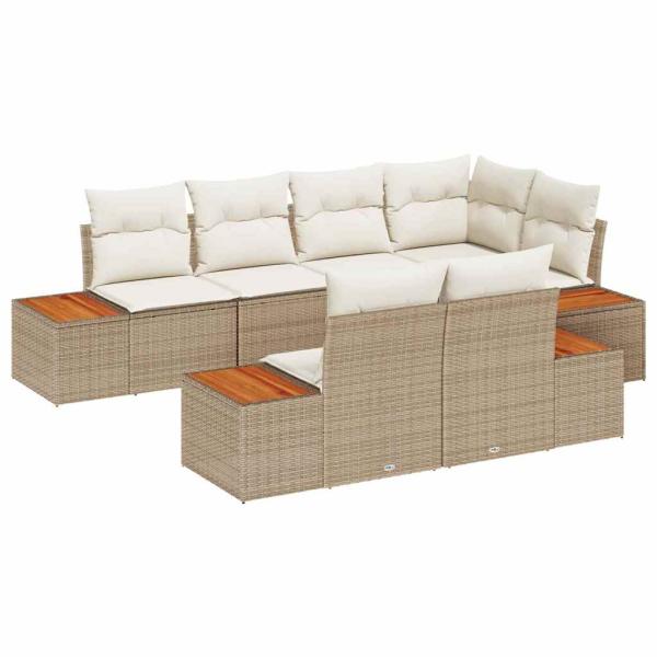 Gartensofa-set 7 stk. Beige Poly-Rattan