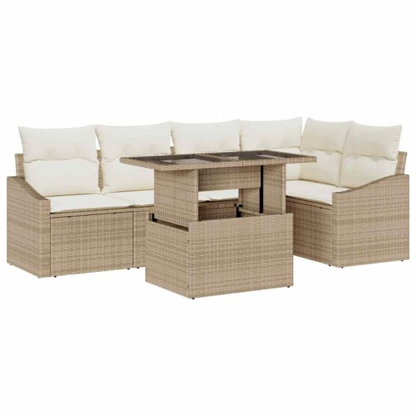 Gartensofa-set 6 stk. Beige und Creme Poly-Rattan