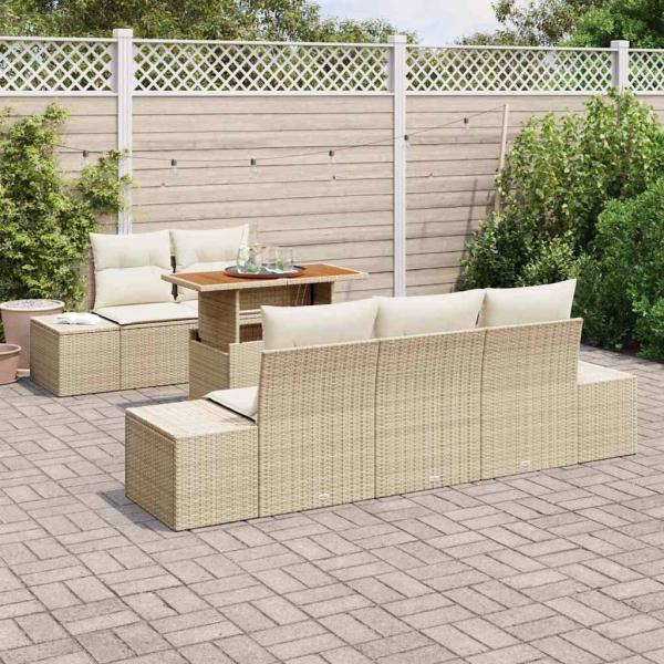 Gartensofa-set 6 Stk. Beige und Creme