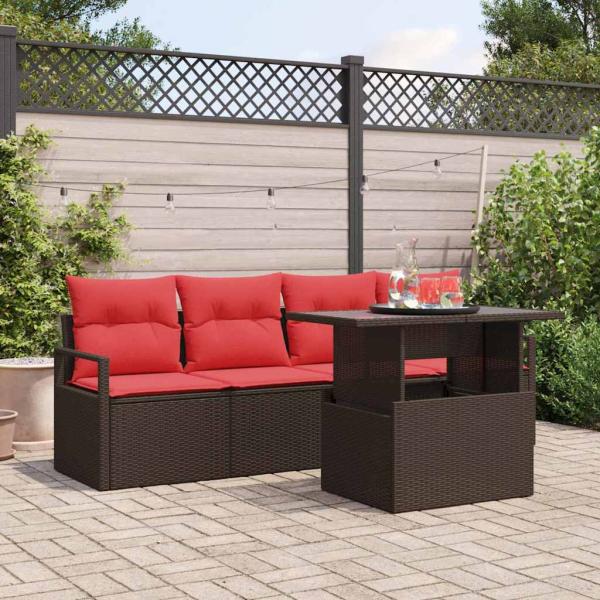 ARDEBO.de - Gartensofa-set 5 stk. Braun Poly Rattan