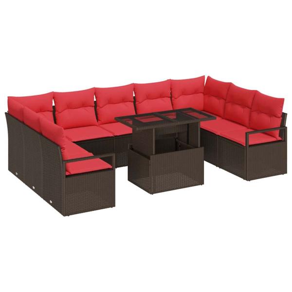 Gartensofa-set 10 stk. Braun Poly Rattan