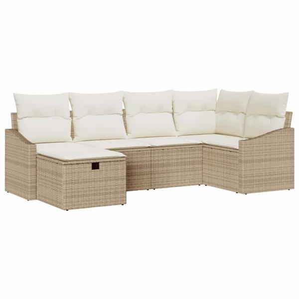 Sofa Set mit Kissen mit Speicher Beige und Creme Poly-Rattan