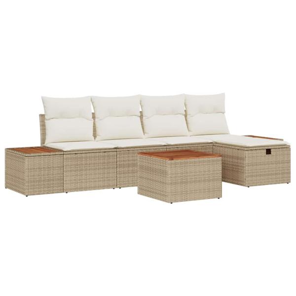 Gartensofa-set 6 stk. Beige Poly-Rattan