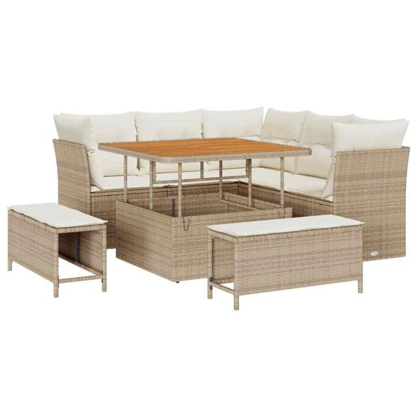 Gartensofa-set 8 stk. Beige Poly-Rattan