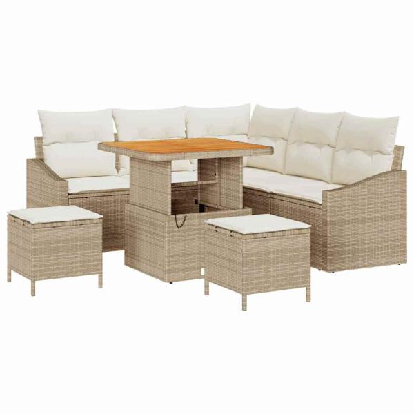 Gartensofa-set 8 stk. Beige Poly-Rattan