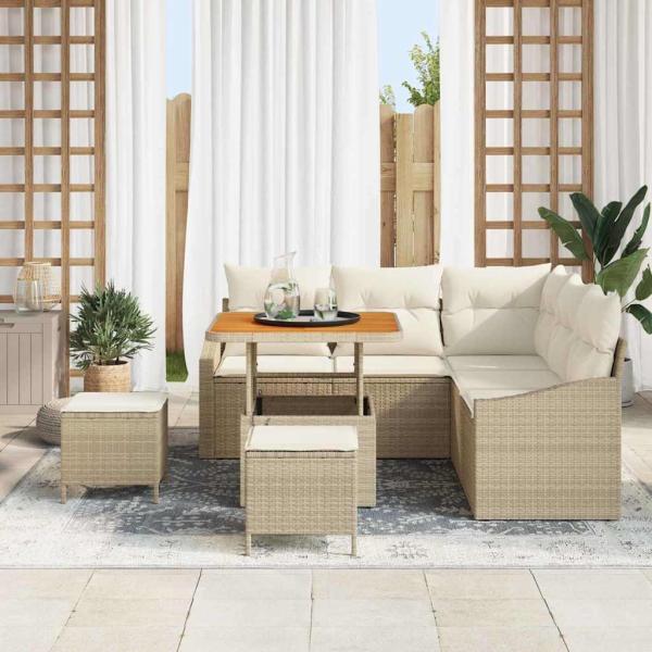 Gartensofa-set 8 stk. Beige Poly-Rattan
