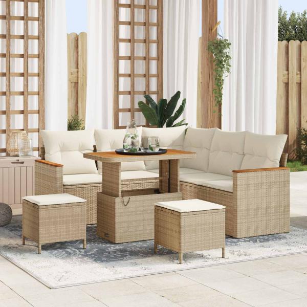 ARDEBO.de - Gartensofa-set 8 stk. Beige Poly-Rattan