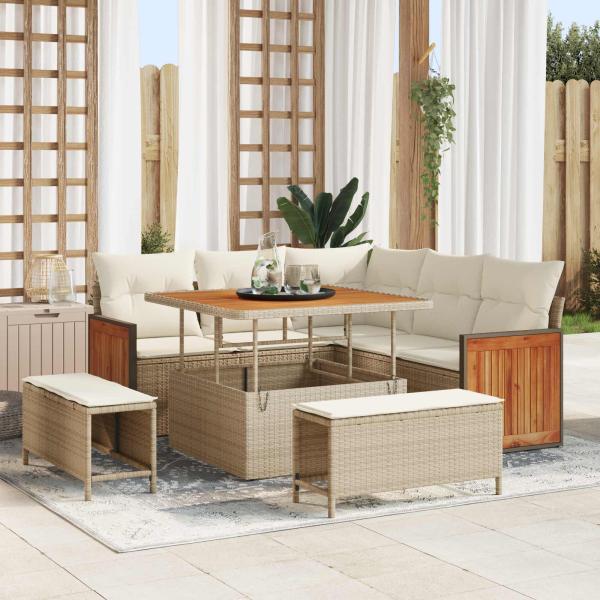 ARDEBO.de - Gartensofa-set 8 stk. 8-Sitzanzahl Beige und Creme