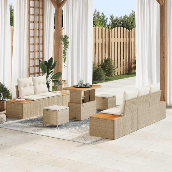 ARDEBO.de - Gartensofa-set 8 Stk. 7-Sitzanzahl Beige und Creme