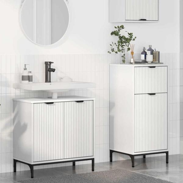 ARDEBO.de - Badezimmermöbel-Set 2 Stk. Weiß Sperrholz und Metall