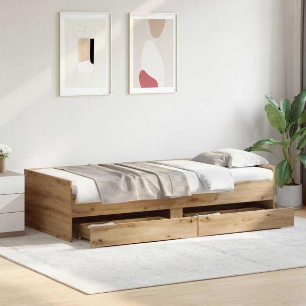 Bettrahmen Artisan-Eiche 90 x 200 cm Massives Kiefernholz