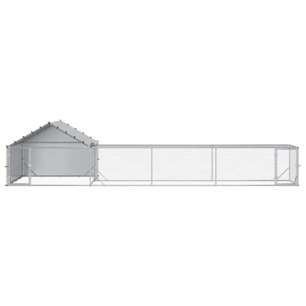 Hühnerstall mit Dach und Hof 2 stk. Silber 7 x 2 x 1,5 m