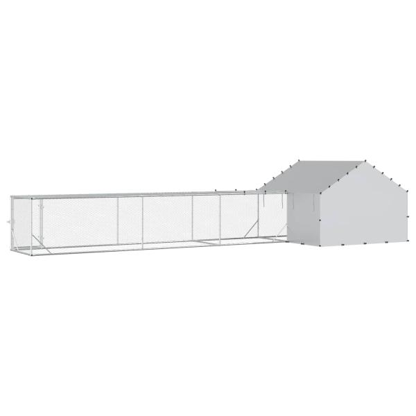 Hühnerstall mit Dach und Hof 2 stk. Silber 7 x 2 x 1,5 m