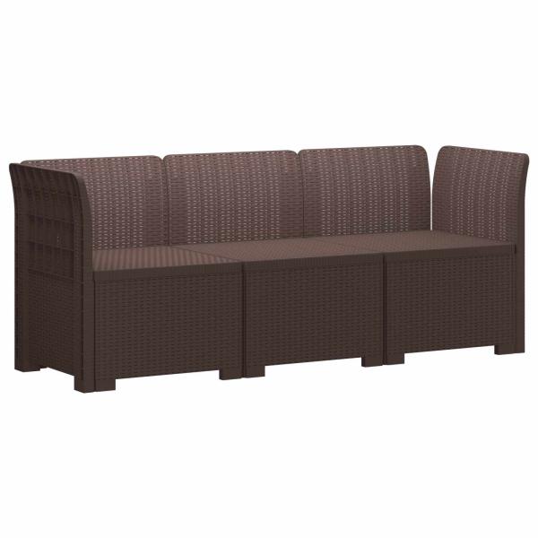 ARDEBO.de - 3-Sitzer Garten Sofa Rattan Look PP Braun