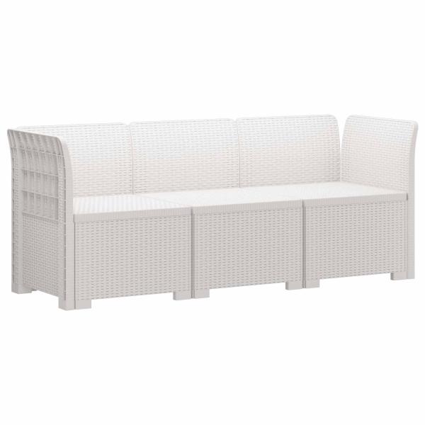 ARDEBO.de - 3-Sitzer Garten Sofa Rattan Look PP Weiß