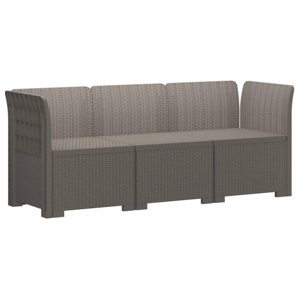 ARDEBO.de - 3-Sitzer Garten Sofa Rattan Look PP Hellgrau