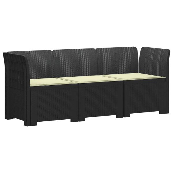 3-Sitzer Garten Sofa mit Kissen Rattan-Look PP Anthrazit