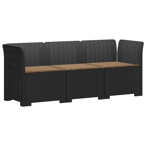 ARDEBO.de - 3-Sitzer Garten Sofa mit Kissen Rattan-Look PP Anthrazit