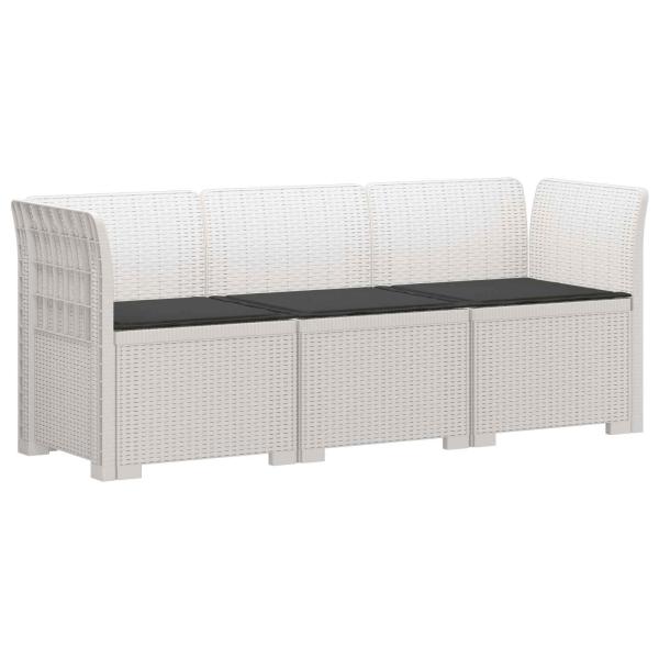 ARDEBO.de - 3-Sitzer Garten Sofa mit Kissen Rattan-Look PP Weiß