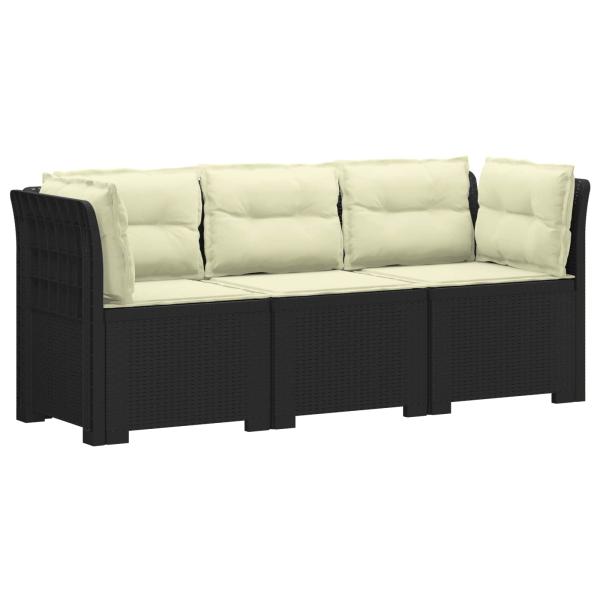 3-Sitzer Garten Sofa mit Kissen Rattan-Look PP Anthrazit