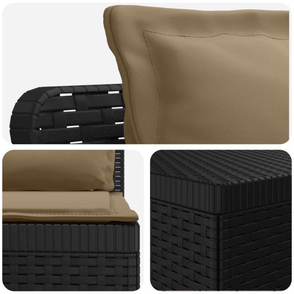 3-Sitzer Garten Sofa mit Kissen Rattan-Look PP Anthrazit