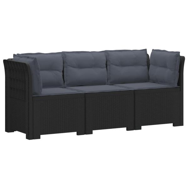 ARDEBO.de - 3-Sitzer Garten Sofa mit Kissen Rattan-Look PP Anthrazit