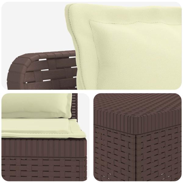 3-Sitzer Garten Sofa mit Kissen Rattan-Look PP Braun