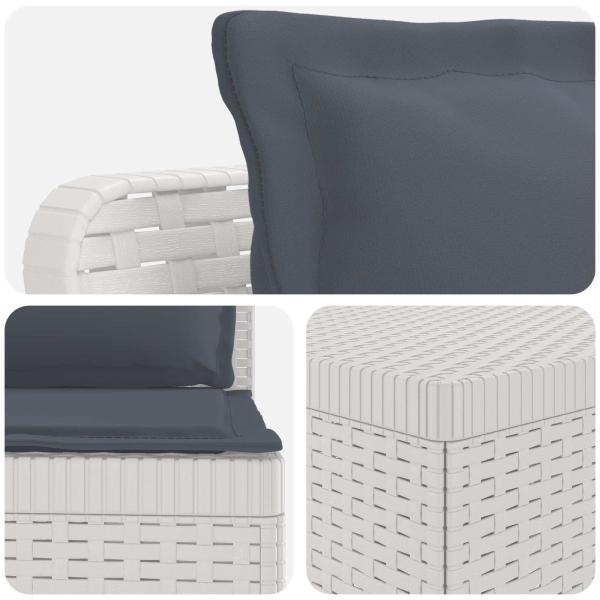 3-Sitzer Garten Sofa mit Kissen Rattan-Look PP Weiß