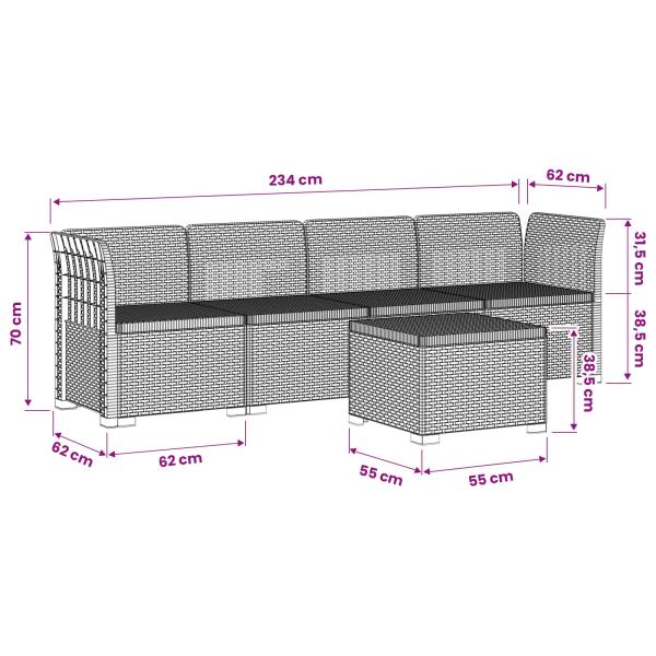 4-Sitzer Gartensofa Rattan Look PP Weiß