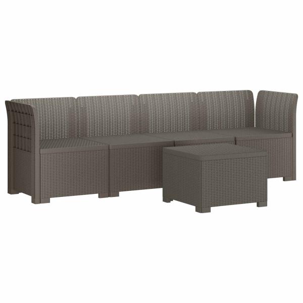 ARDEBO.de - 4-Sitzer Gartensofa Rattan Look PP Hellgrau