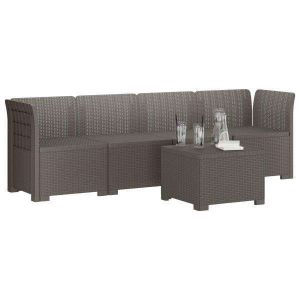 4-Sitzer Gartensofa Rattan Look PP Hellgrau