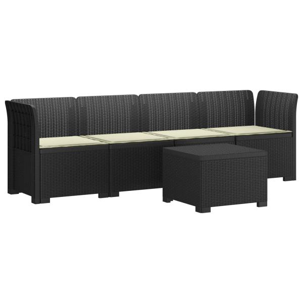 4-Sitzer Gartensofa mit Kissen Rattan Look PP Anthrazit