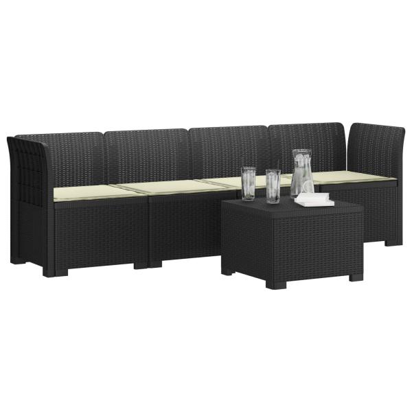 4-Sitzer Gartensofa mit Kissen Rattan Look PP Anthrazit