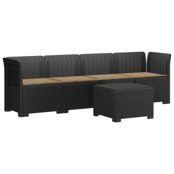 4-Sitzer Gartensofa mit Kissen Rattan Look PP Anthrazit