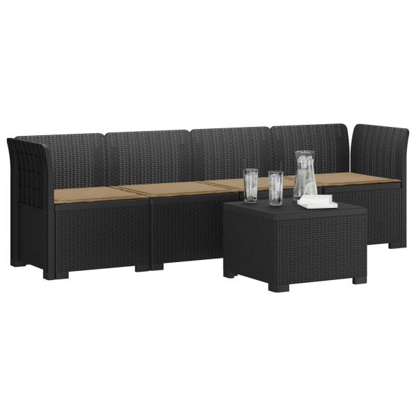 4-Sitzer Gartensofa mit Kissen Rattan Look PP Anthrazit