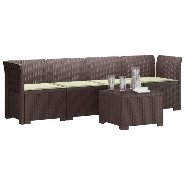 4-Sitzer Gartensofa mit Kissen Rattan Look PP Braun